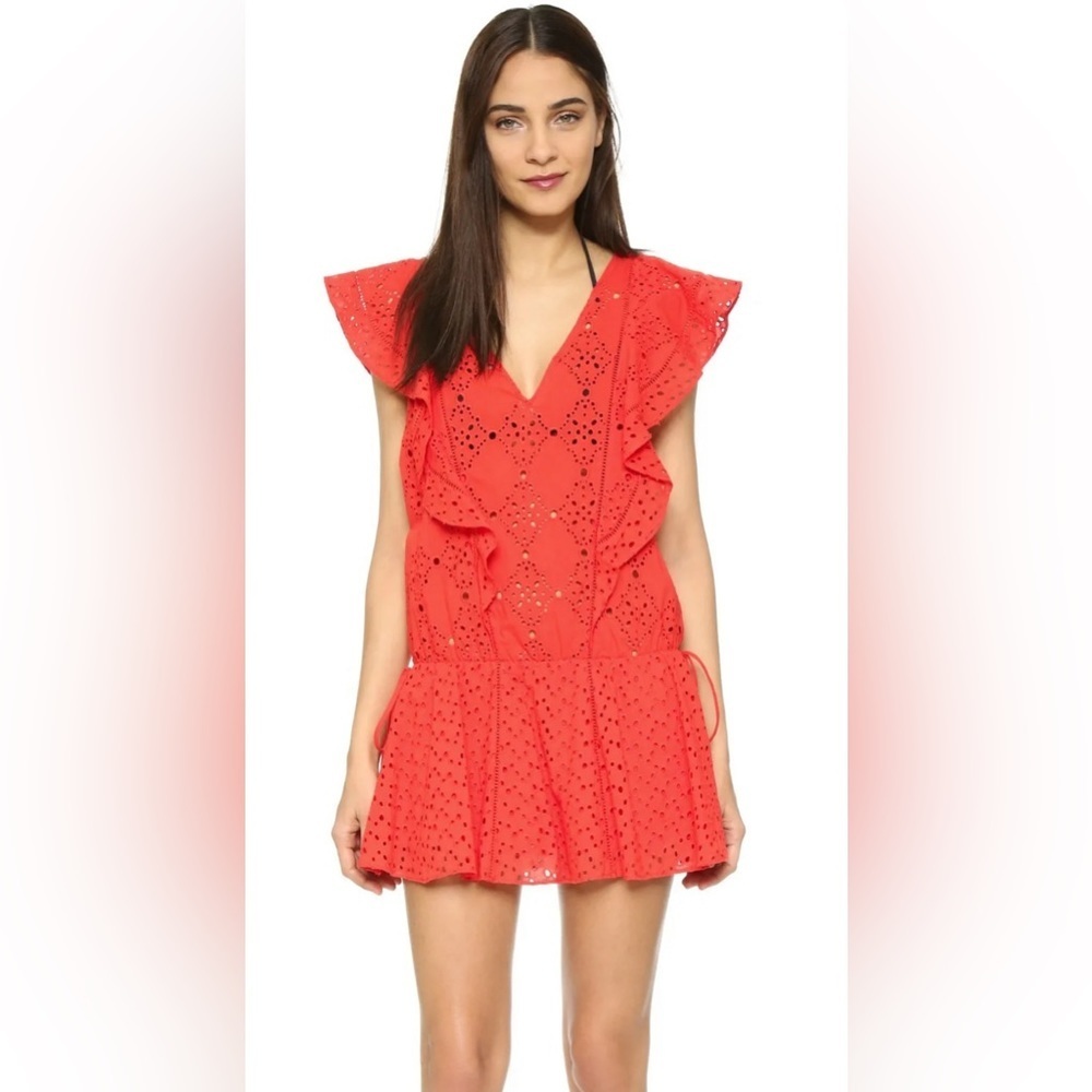 PARKER BEACH Antigua Sleeveless Eyelet 100% Cotton Cover-Up Dress Sz M